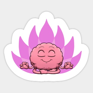 Meditating Brain Sitting With Lotus Background Sticker